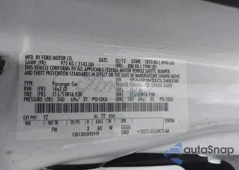 2012 Ford Focus Sel z USA, uszkodzony, nr VIN 1FAHP3H22CL349336